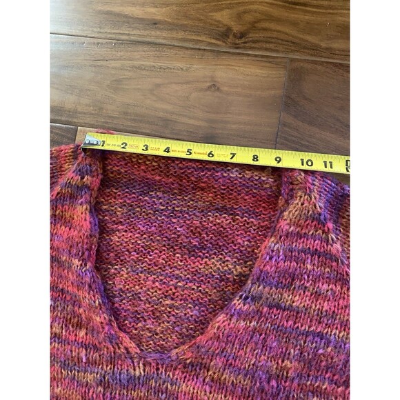 Handmade Knit colorful V Neck Women Sweater Oversize Size Small Very Soft - Picture 6 of 7